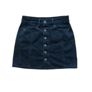 American Eagle Hi Rise A Line Skirt, High Waisted, Black Denim. Size 00. EUC